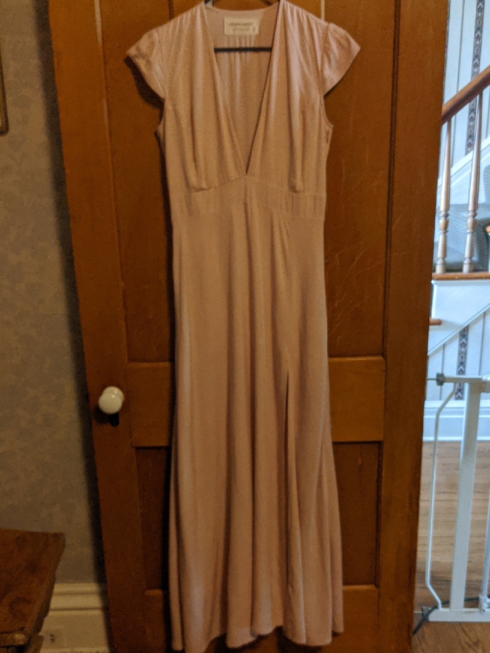 Mickey & Jenny - Women's Blush Pink Maxi Dress - V-Neck Cap Sleeve - Size M